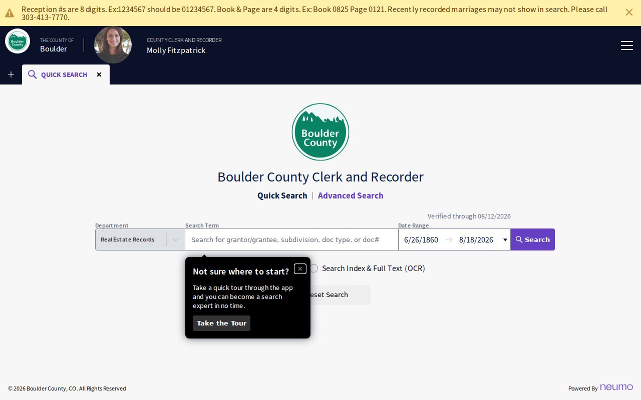 Boulder deed index search for the Erie street directory