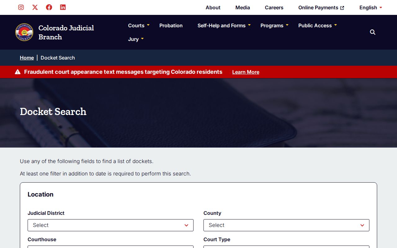Colorado court docket search for the Erie resident lookup