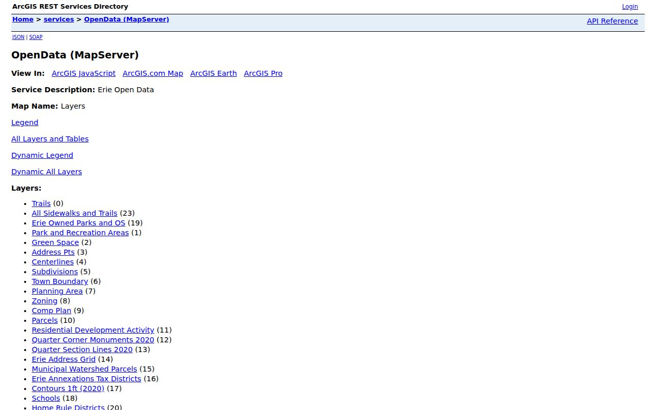 Erie residents directory GIS open-data layers and parcel map